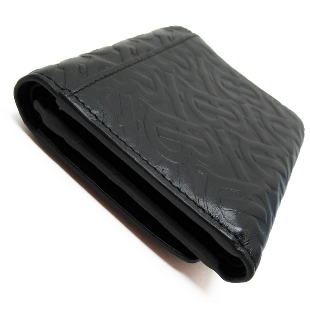 Burberry Black Leather Tri Wallet fold